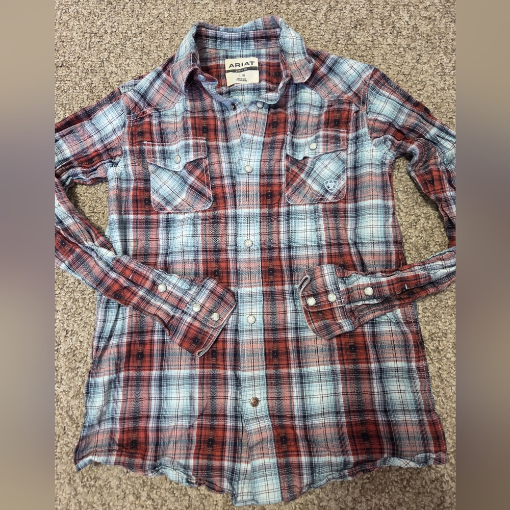 Ariat Boys' Hugh Retro‎ Snap Pearl Snap LS Shirt Large-Daydream